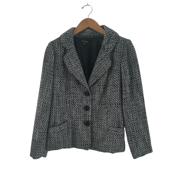 Notations Black, Gray and White Tweed Blazer Jacket sz M - Picture 1 of 10